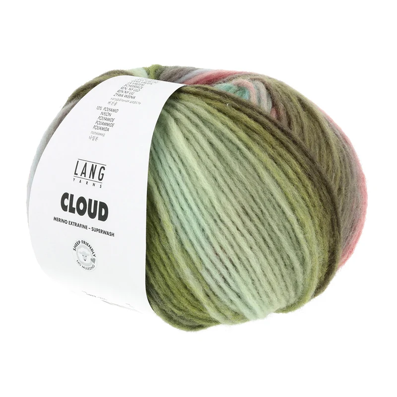 Lang Yarns Cloud 0020 Dunkelgrün/Oliv/Hellblau/Rot