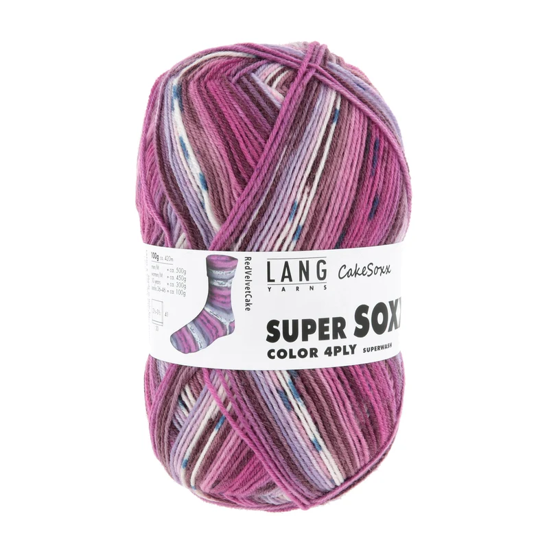Lang Yarns Super Soxx Color 4-fach 0546 Fuchsia/Lila 1149 Red Velvet Cake