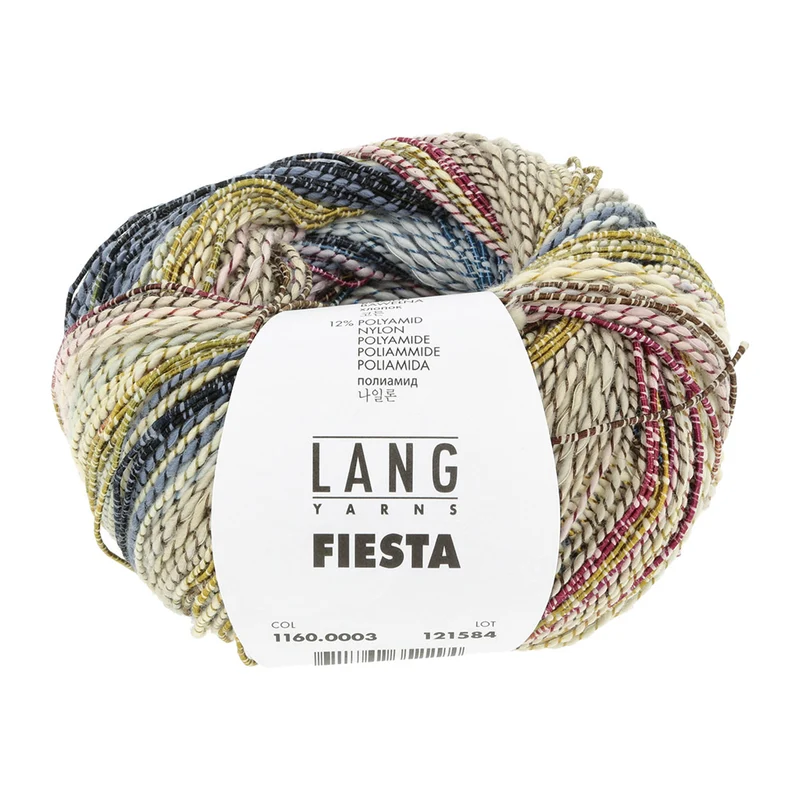 Lang Yarns Fiesta 0003 Gelb/Dunkelblau/Rosa/Beige