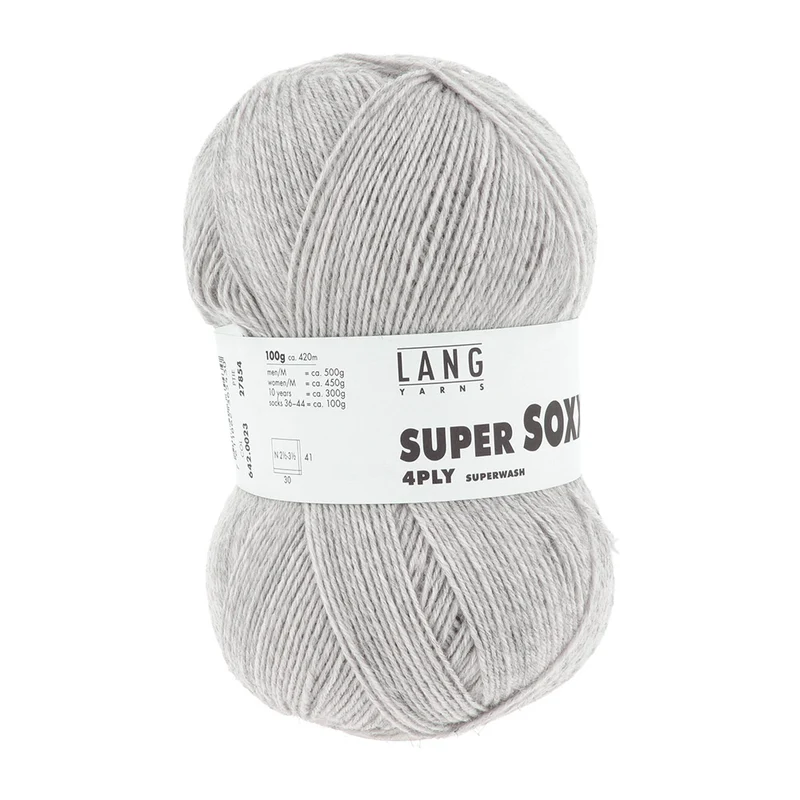Lang Yarns Super Soxx 4-fach 0023 Hellgrau meliert (4-fädig)