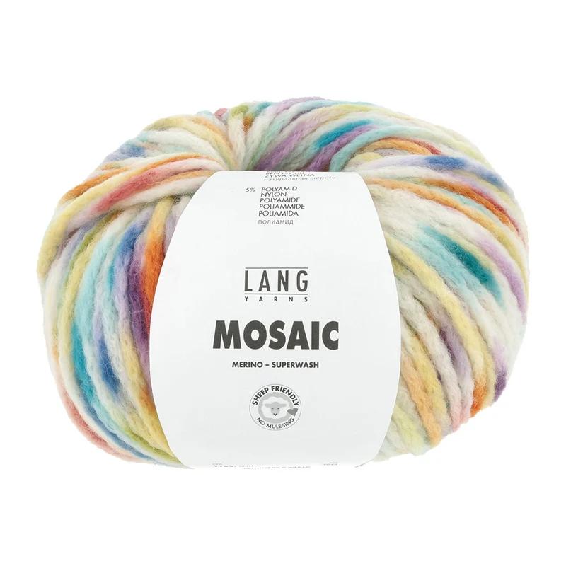 Lang Yarns Mosaic 0001 Türkis/Beere/Orange/Grün