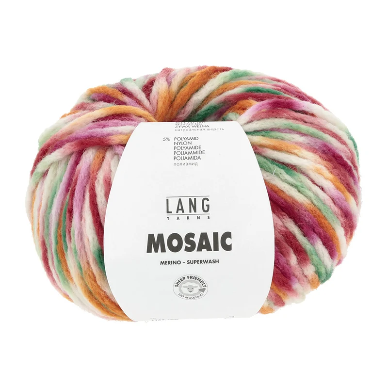 Lang Yarns Mosaic 0006 Rot/Rosa/Orange/Grün