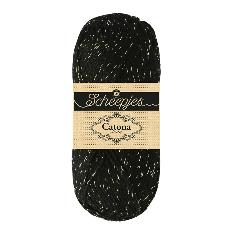 Scheepjes Catona Shine 50 g 110-G Jet Black – Gold