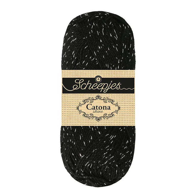 Scheepjes Catona Shine 50 g 110-S Jet Black – Silver