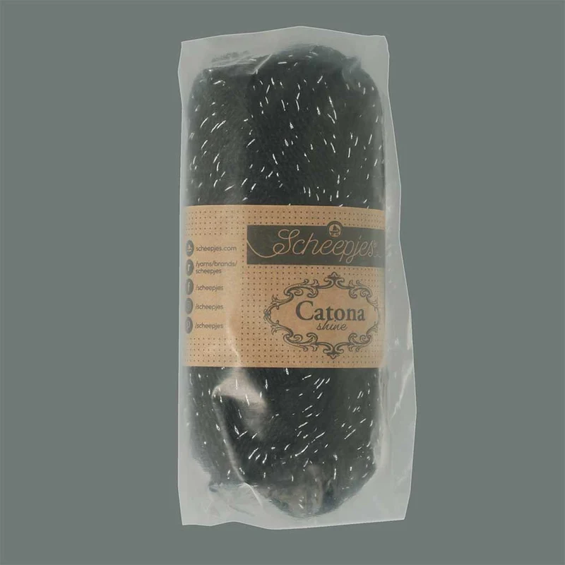 Scheepjes Catona Shine 50 g 110-S Jet Black – Silver