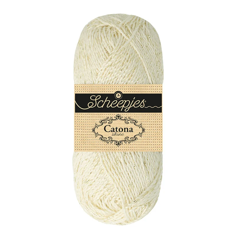 Scheepjes Catona Shine 50 g 105-G Bridal White – Gold