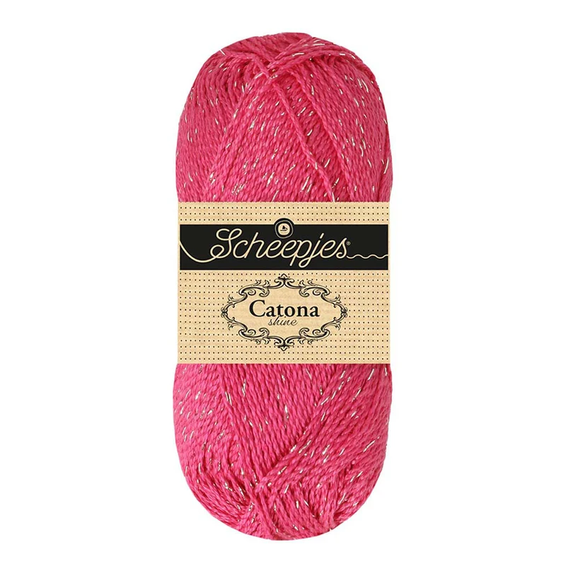 Scheepjes Catona Shine 50 g 114-S Shocking Pink – Silber