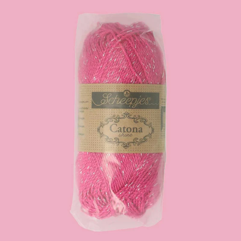 Scheepjes Catona Shine 50 g 114-S Shocking Pink – Silber