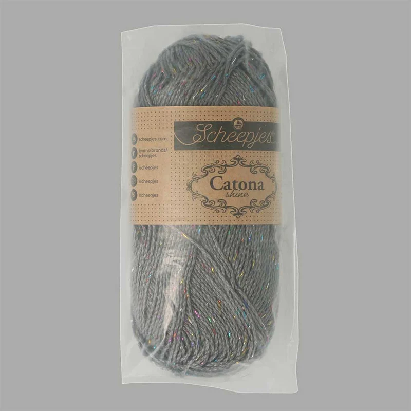 Scheepjes Catona Shine 50 g 242-R Metal Grey – Rainbow