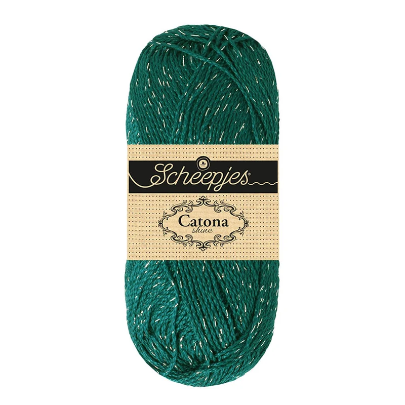 Scheepjes Catona Shine 50 g 401-S Dark Teal – Silver