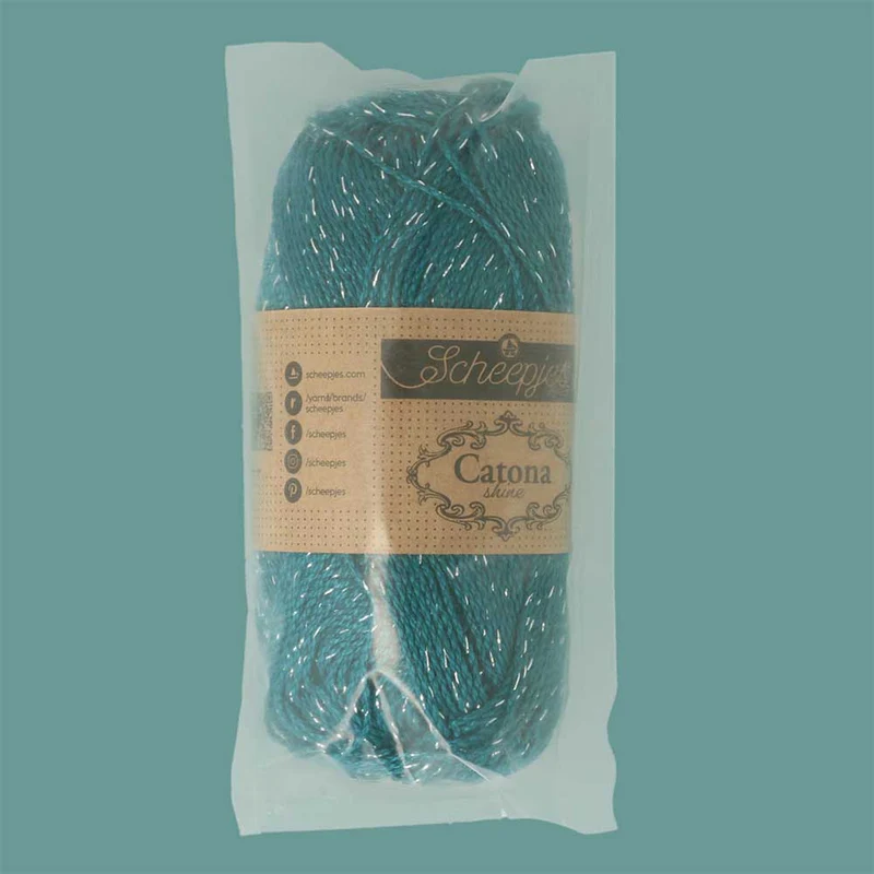 Scheepjes Catona Shine 50 g 401-S Dark Teal – Silver