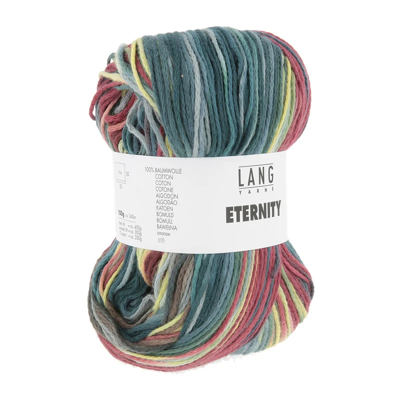 Lang Yarns Eternity 0001 Petrol/Beere/Hellblau/Hellgrün