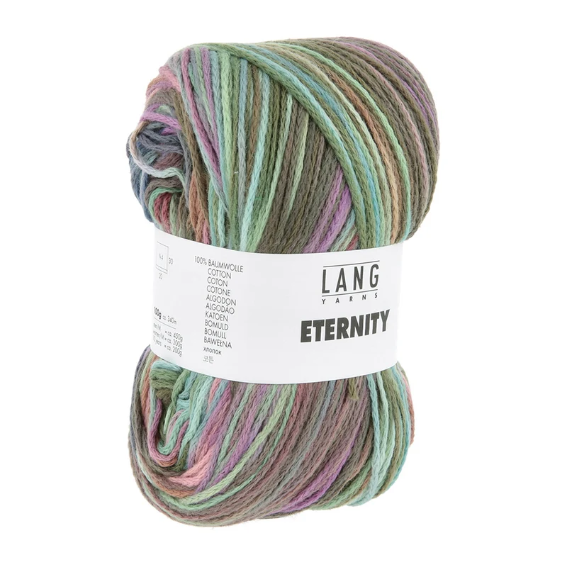 Lang Yarns Eternity 0002 Grün/Periwinkle/Rosa/Haselnussbraun