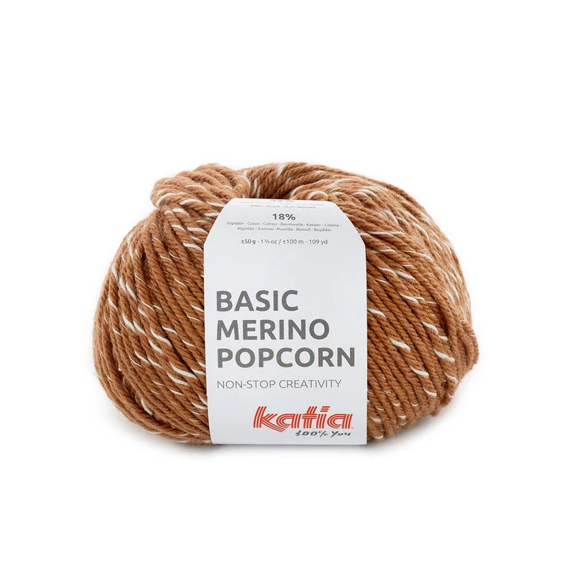 Katia Basic Merino Popcorn 106 Kupfer-Weiß