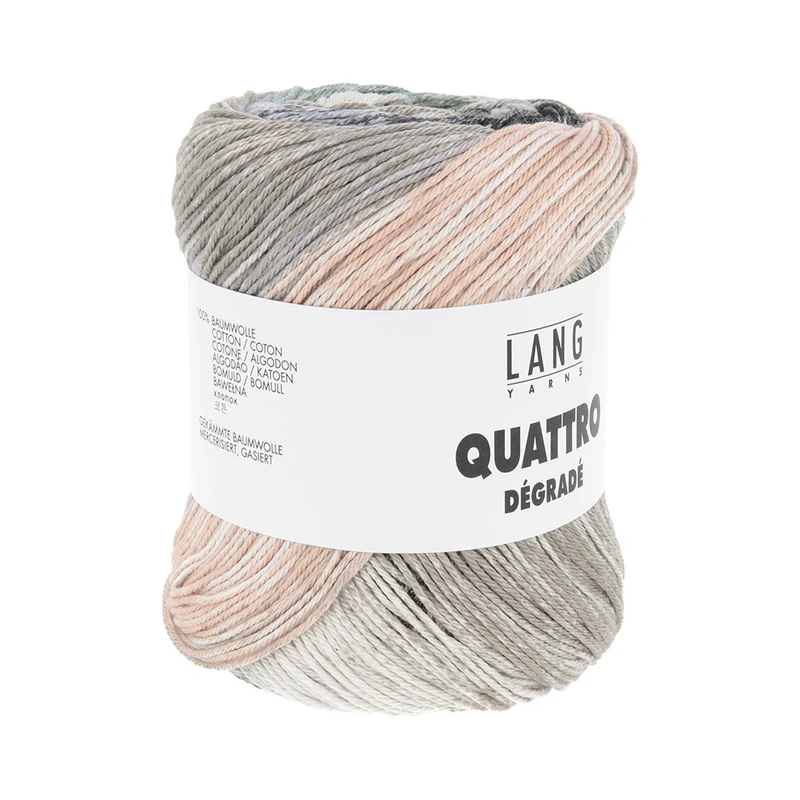 Lang Yarns Quattro Dégradé 0020 Schwarz/Graugrün/Flieder