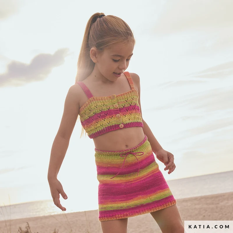 Katia Menfis Color 121 Fuchsia-Orange-Pistazie