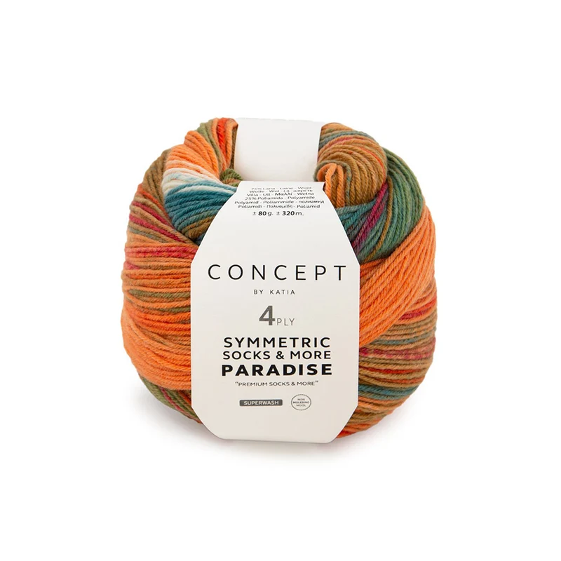 Katia Symmetric Socks & More – Paradise 044 Braun-Grün-Orange