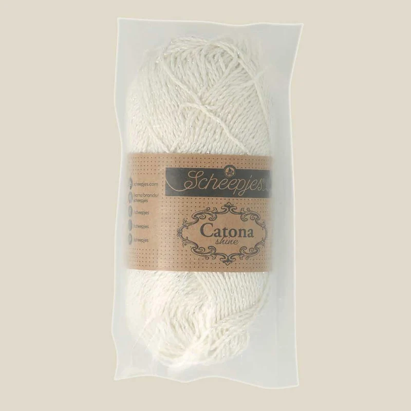 Scheepjes Catona Shine 50 g 105-S Bridal White – Silver