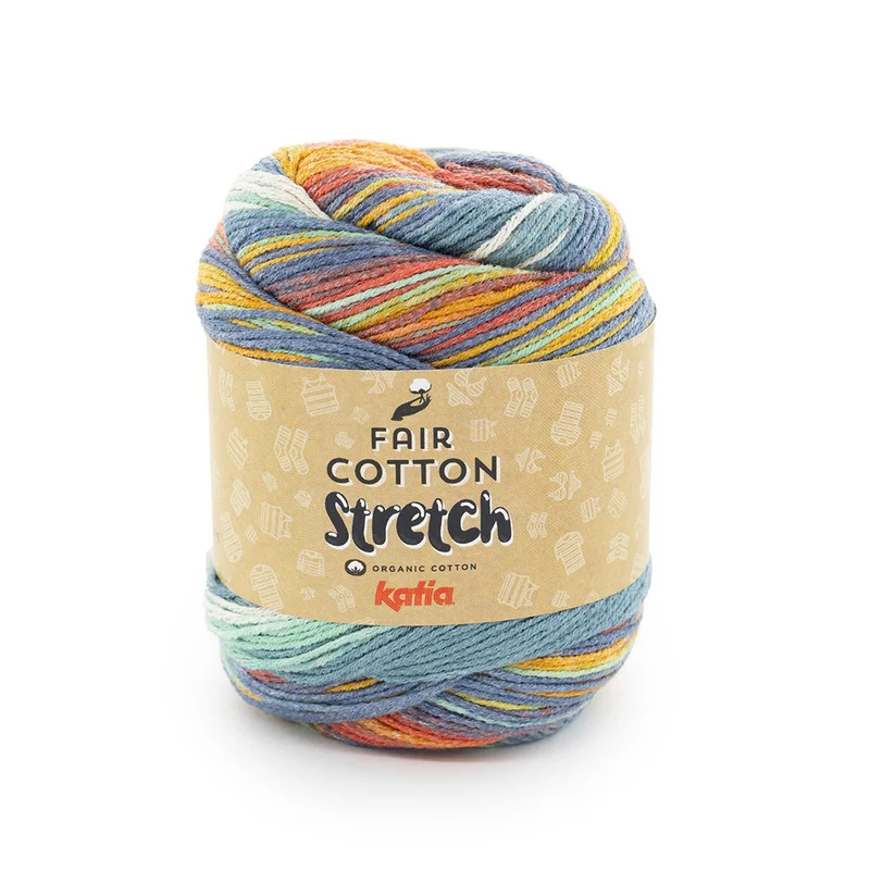 Katia Fair Cotton Stretch 102 Koralle-Gelb-Ölfarbe