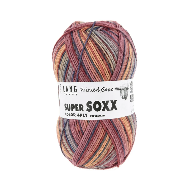 Lang Yarns Super Soxx Color 4-fach 0547 Pfirsich/Rosa 1150 Vermilion