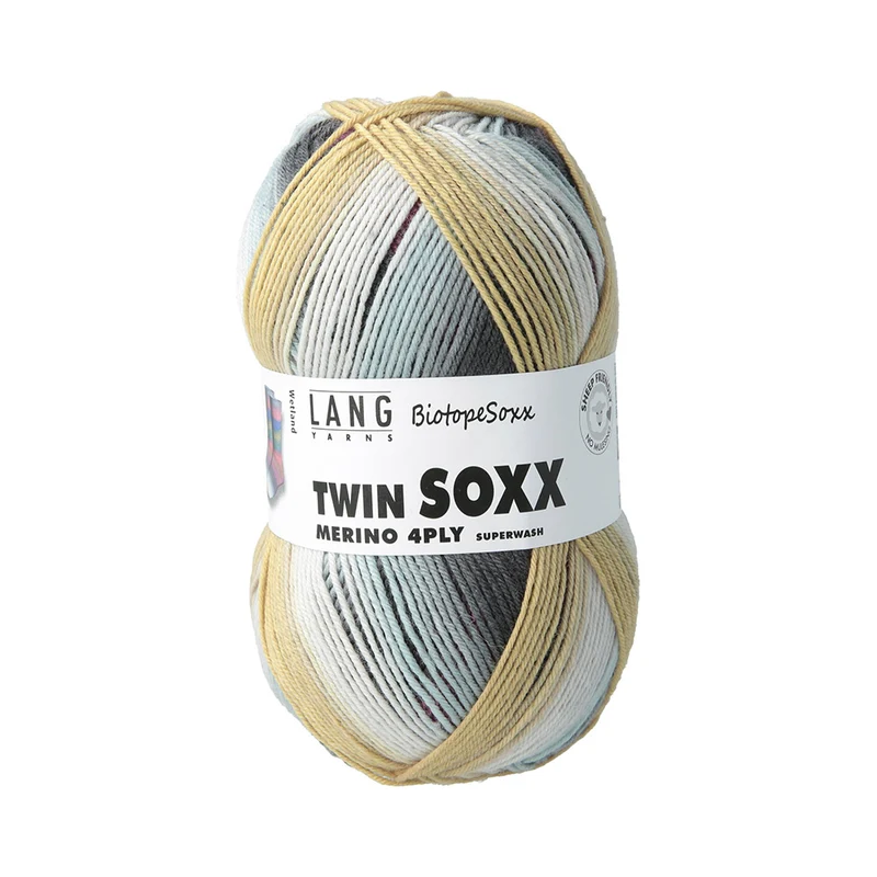 Lang Yarns Twin Soxx Merino 4-fach 0557 Blau/Lachs/Braun 1151 Wetland