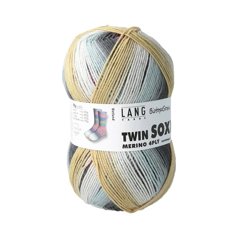Lang Yarns Twin Soxx Merino 4-fach 0557 Blau/Lachs/Braun 1151 Wetland