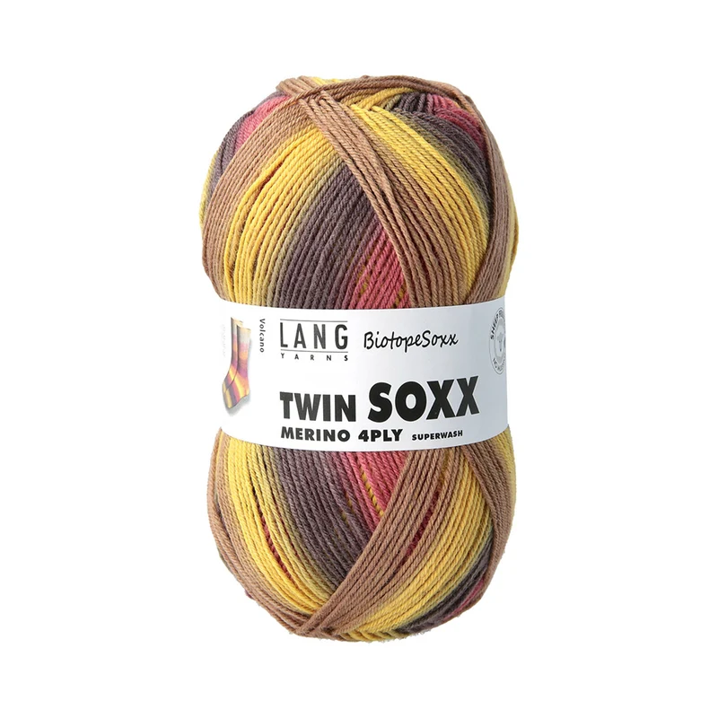 Lang Yarns Twin Soxx Merino 4-fach 0556 Orange/Rosa/Gelb 1151 Volcano