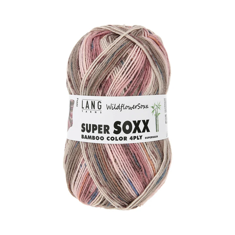 Lang Yarns Super Soxx Bamboo Color 4-fach 0560 Rosa/Braun 1152 Poppy
