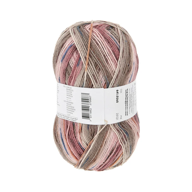 Lang Yarns Super Soxx Bamboo Color 4-fach 0560 Rosa/Braun 1152 Poppy