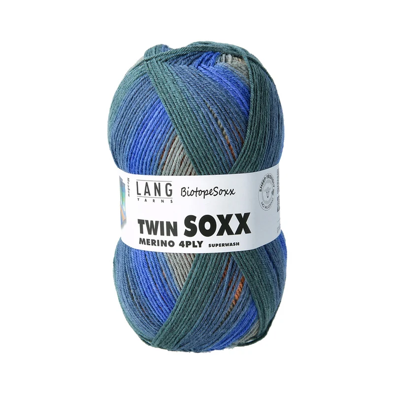 Lang Yarns Twin Soxx Merino 4-fach 0558 Türkis/Lila/Orange 1151 Meadow