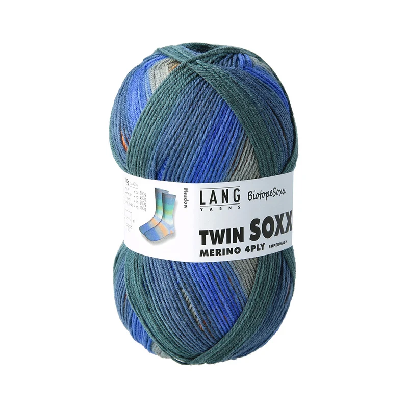 Lang Yarns Twin Soxx Merino 4-fach 0558 Türkis/Lila/Orange 1151 Meadow