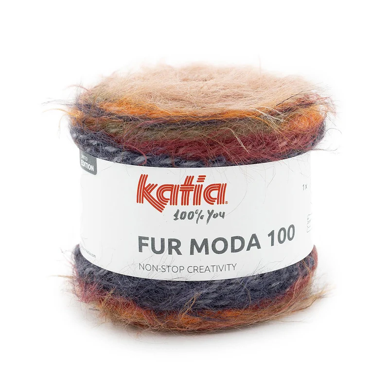 Katia Fur Moda 100 300 Khaki-Schwarz-Braun-Weinrot