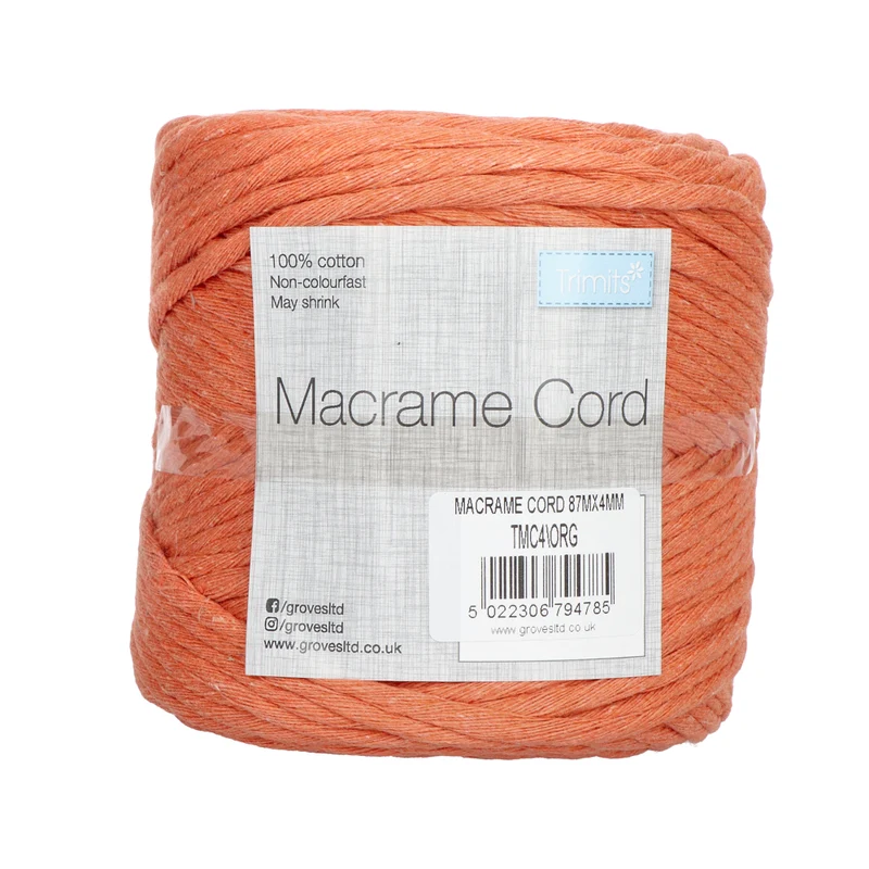 Trimits Makramee-Schnur aus Baumwolle 87 m x 4 mm 09 Gebranntes Orange