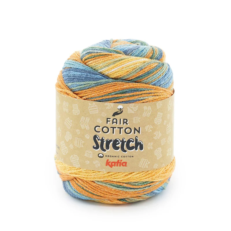 Katia Fair Cotton Stretch 101 Orange-Grün-Blau