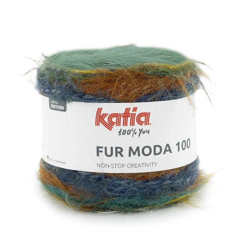 Katia Fur Moda 100 301 Khaki-Zitronengelb-EntenBlau