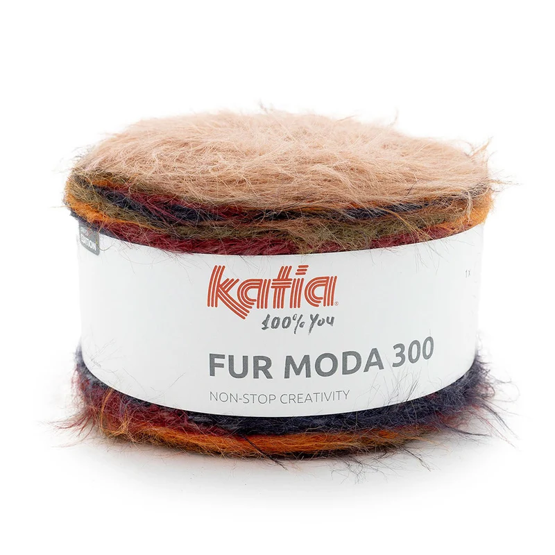 Katia Fur Moda 300 300 Khaki-Schwarz-Braun-Weinrot
