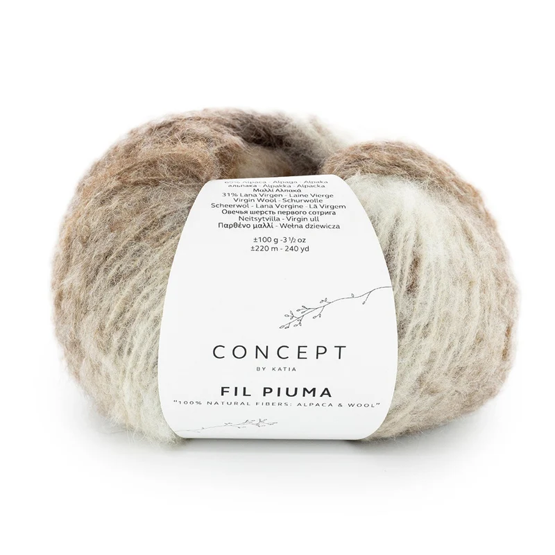 Katia Concept Fil Piuma 301 Braun-Naturweiß