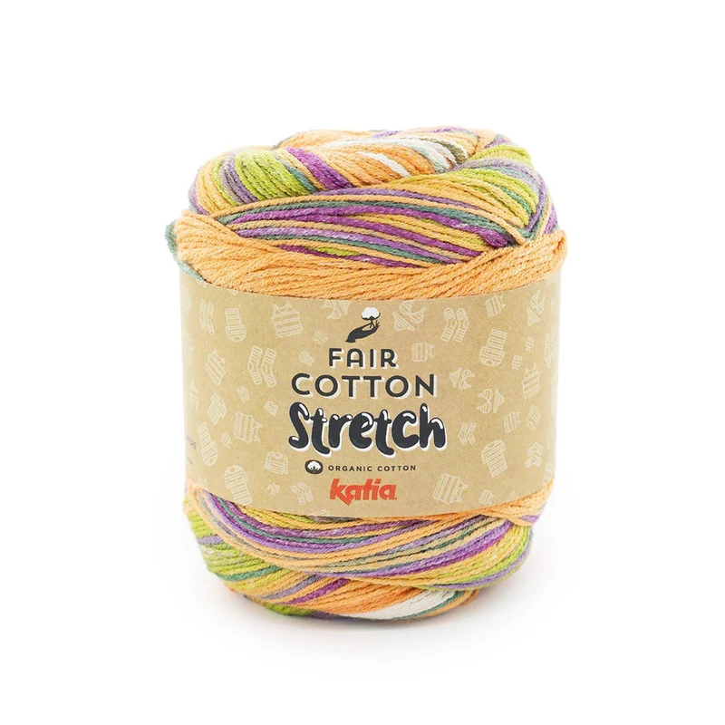 Katia Fair Cotton Stretch 105 Lila-Grün-Orange