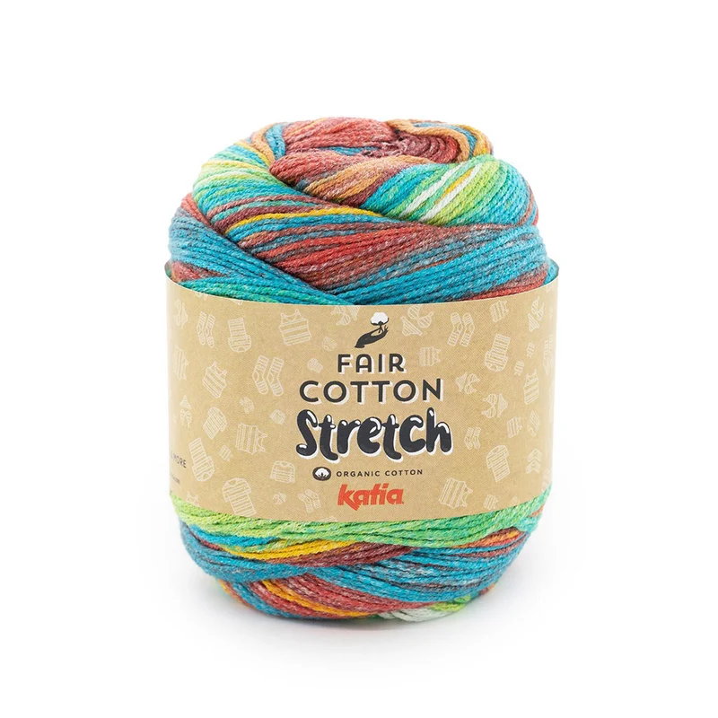 Katia Fair Cotton Stretch 104 Grün-Rot-Blau-Gelb