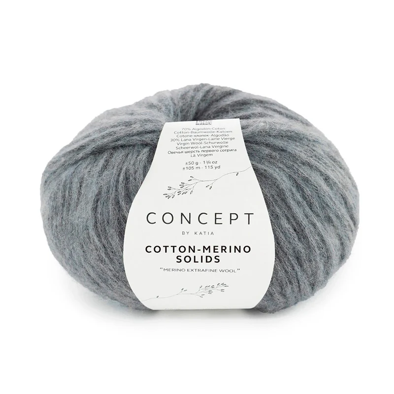 Katia Cotton-Merino Solids 069 Mittelgrau