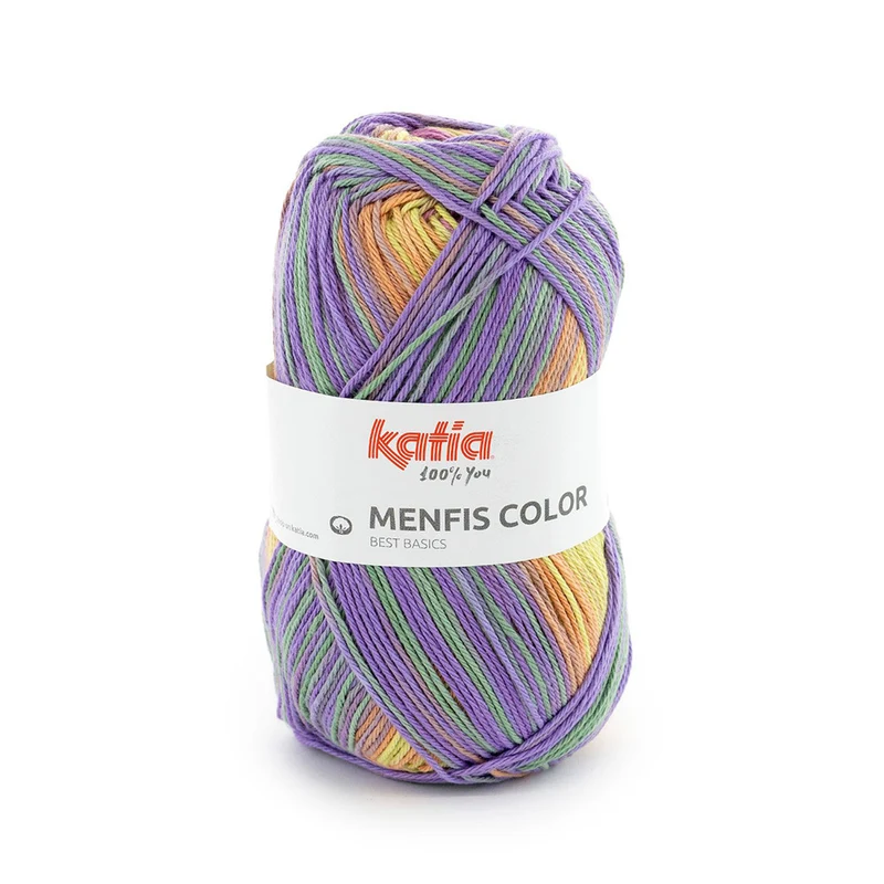 Katia Menfis Color 127 Grün-Flieder-Orange-Gelb