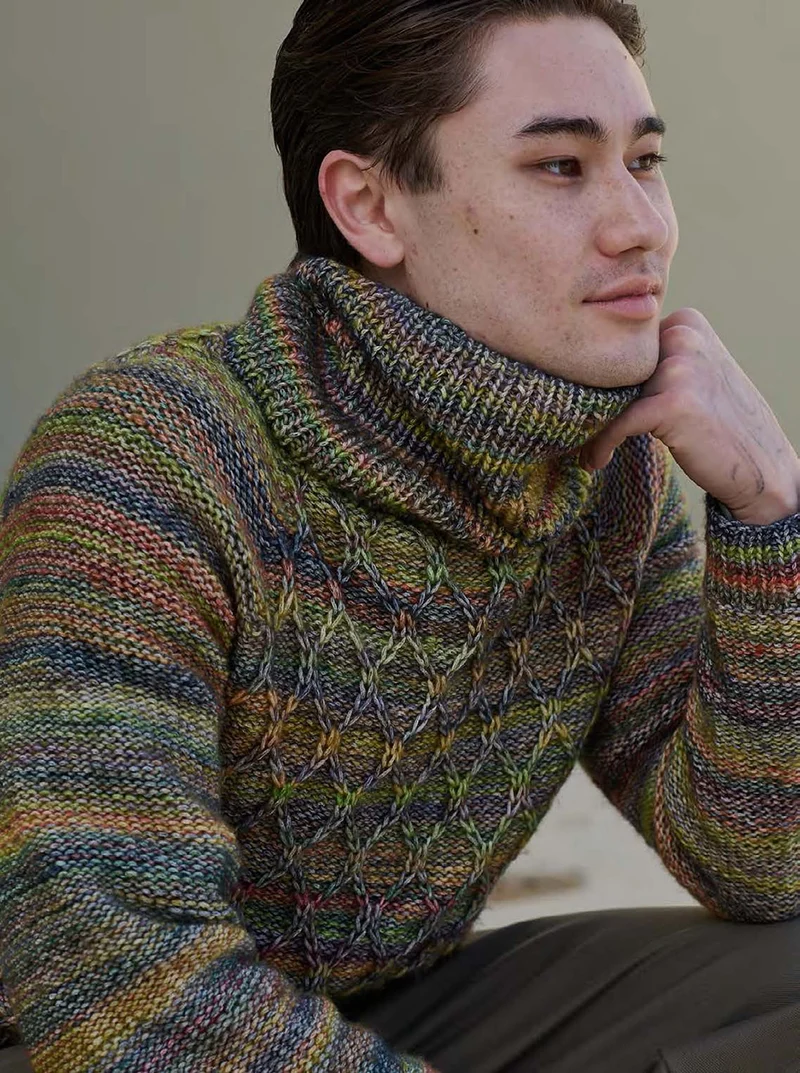 Katia Cotton-Merino Rainbow 501 Braun-Kaugummirosa-Blau
