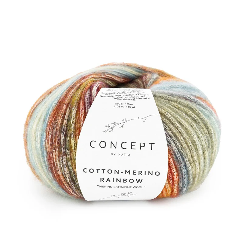 Katia Cotton-Merino Rainbow 506 Orange-Türkis-Rot