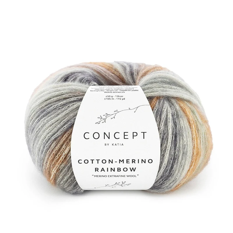 Katia Cotton-Merino Rainbow 504 Grau-Make-up-Braun