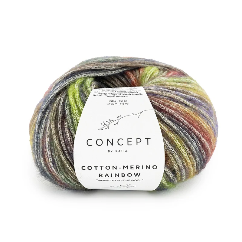 Katia Cotton-Merino Rainbow 503 Grün-Rot-Mittelblau