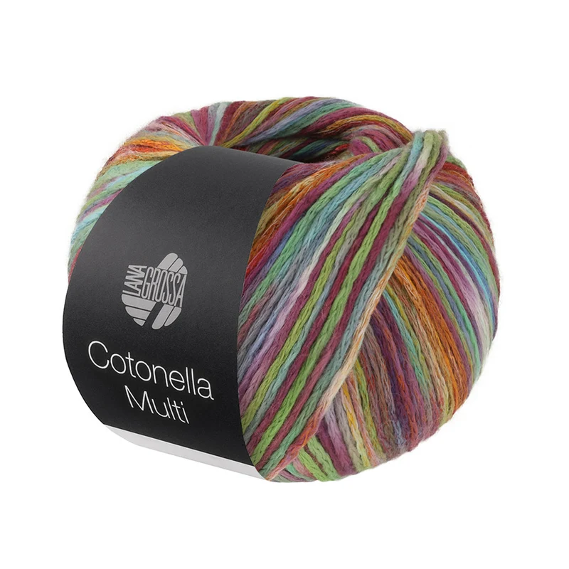Lana Grossa Cotonella Multi 112 Aubergine/Türkis/Gelb/Frühlingsgrün/Rot meliert
