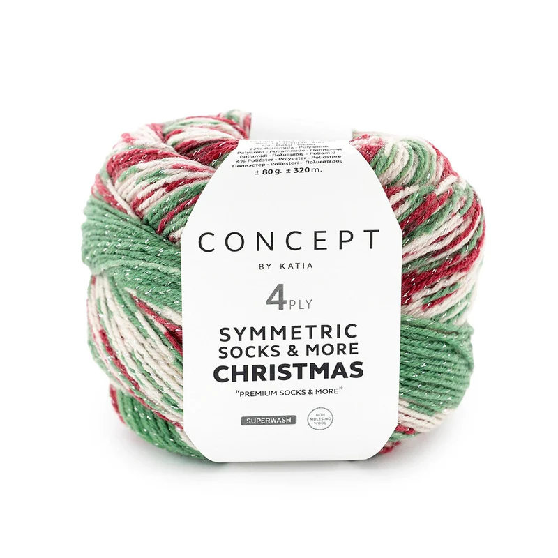 Katia Symmertric Socks & More – Christmas 102 Grün-Rot-Weiß