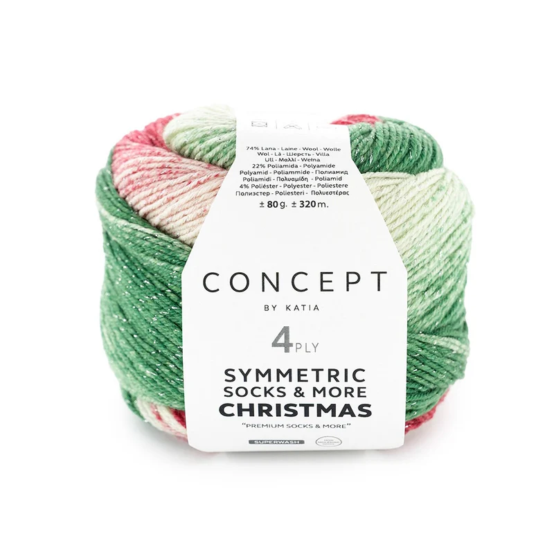Katia Symmertric Socks & More – Christmas 101 Grün-Rot-Weiß