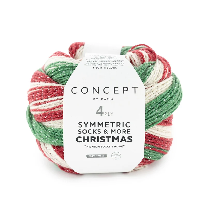 Katia Symmertric Socks & More – Christmas 100 Grün-Rot-Weiß