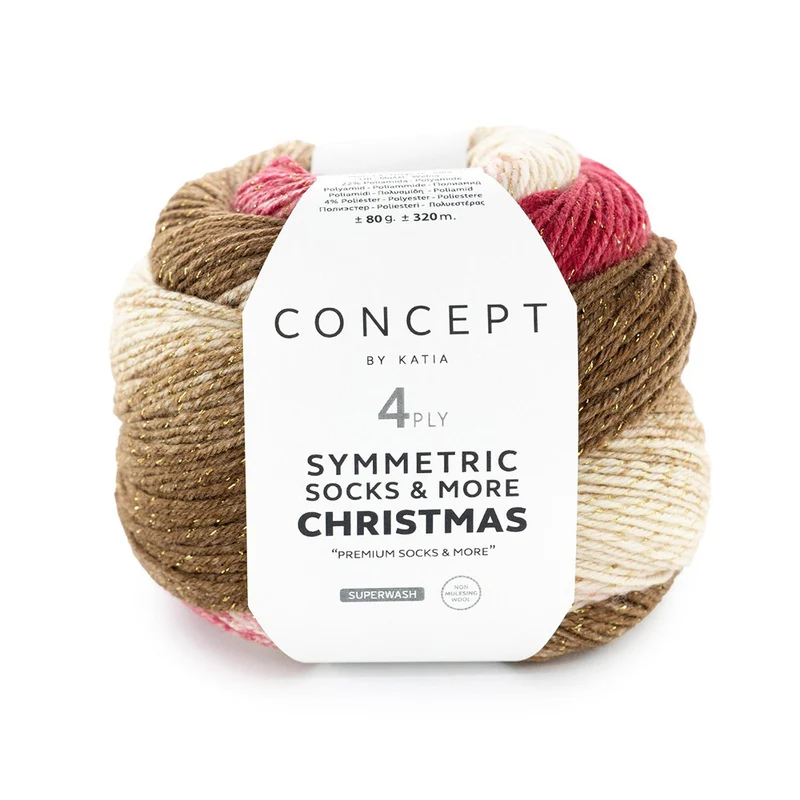 Katia Symmertric Socks & More – Christmas 201 Beige-Weiß-Rot